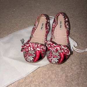 Miu Miu Bandana Bow Scrunch Flats
